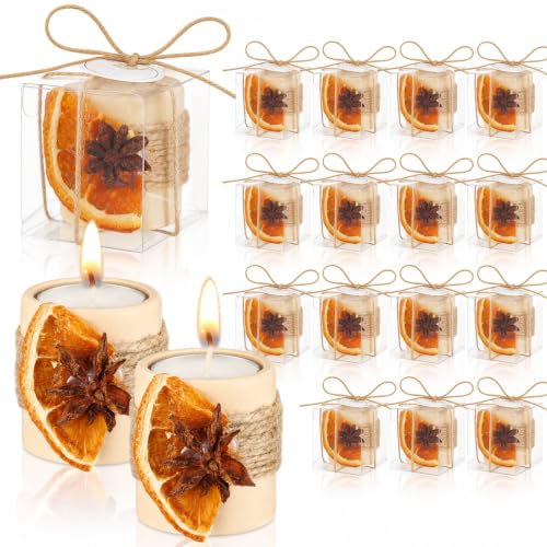MTLEE 16 Pack Wooden Tealight Candle Holder Kit Guest Gifts, Rustic - color: Brown