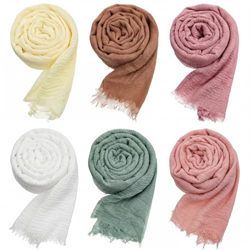 Geyoga 6 Pcs Women Scarf Shawl Hijab Scarves - color: Pastel Tones