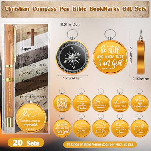 Spakon Christian Gifts, Compass Pen Bookmark Bible Verse - style: Natural