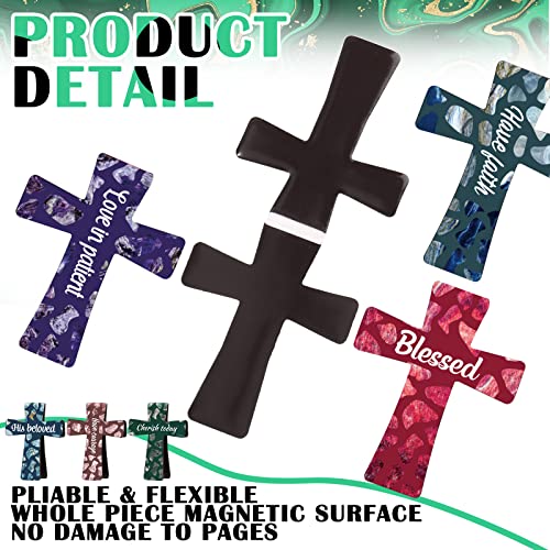 48 Pcs Magnetic Cross Bookmarks Bulk, Marble Style - style: Marble Style