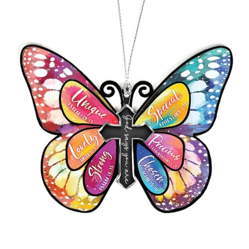 Christian Gifts for Women, God Says You are Ornament, Religious Gifts for Women, Butterfly Inspirational Gifts for Friends Mom Sister Girl Coworker, Jesus Christmas Decorations, Birthday Gift for Mom - color: God Say 1