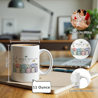 Hydrangeas Flower Christian Mug 11 oz, Christian Gifts for Women, Religious Gifts Coffee Cups Ceramic, Inspirational Bible Verse Ceramic Mug for Coffee Tea Hot Cocoa Home Office Work - color: 10Child