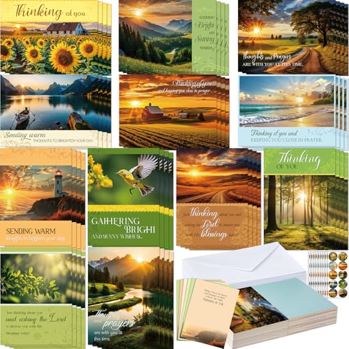 Motiskyy 72 Pack Religious Thinking of You Cards with Envelopes, Natural - style: Natural