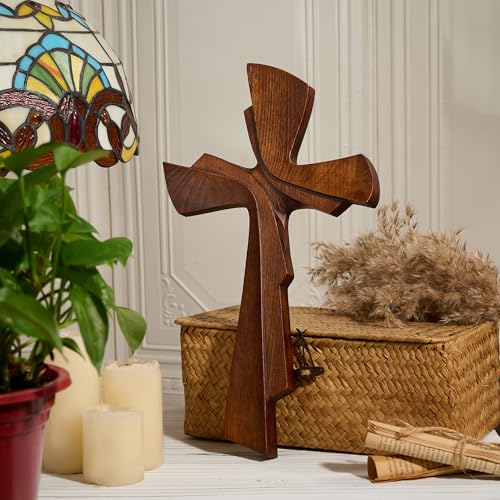 BGCarvedGrace Wooden Wall Cross Decor, 10 Inch Christian Hanging Wall Art - size: 10"L x 5.7"W