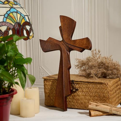 BGCarvedGrace Wooden Wall Cross Decor, 10 Inch Christian Hanging Wall Art - size: 10"L x 5.7"W