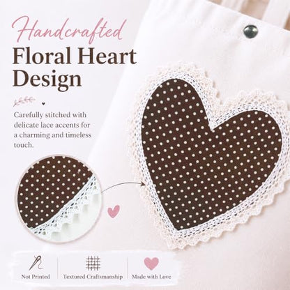 Christian Tote Bag Gift for Women, Canvas Bible Bag Handmade Floral Cross - color: White-brown Polka Dot