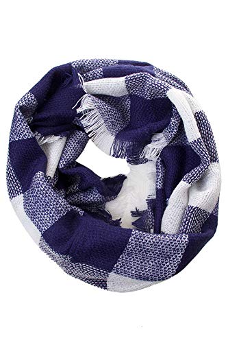 ScarvesMe Women's Check and Plaid Soft Infinity Loop Winter Fall Warm Scarf - color: Hana207_navy