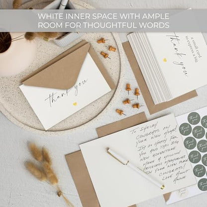 ZICOTO Beautiful Thank You Cards Set of 30 With Envelopes and Stickers