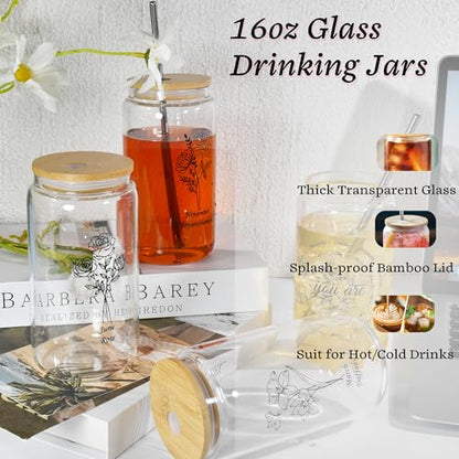 AGH 16oz Christian Glass Tumbler with Lid and Straw - Inspirational Gift for Women, Faith-Based Gift with Prayer Quotes, Perfect for Christmas, Baptism, Birthday, Easter, or Daily Encouragement - color: 16OZ 1Pack October Cosmos Clear