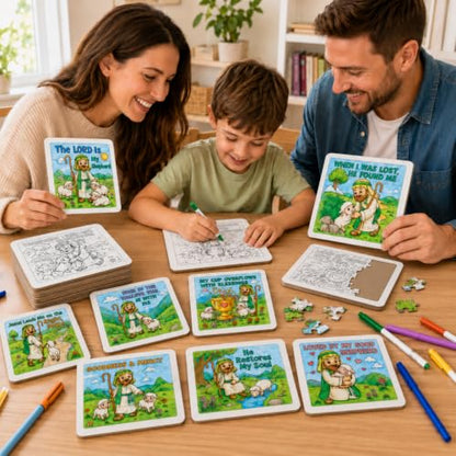Cinrobiye 24 Pcs VBS 2026 Emerald Isle Coloring Puzzle Kit, Good Shepherd Christian Puzzle Crafts Inspired by Psalm 23 for Vacation Bible School, Sunday School, Church Activities and Group Events - color: Emerald Isle