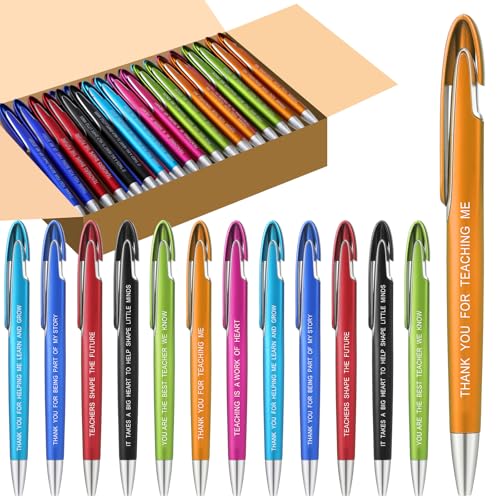 Lincia 100 Pcs Teacher Appreciation Ballpoint Pens Bulk with Inspirational Quotes Retractable Medium Point Affirmation Pens with Black Ink Thank You Gifts for Back to School, Nurse, Teacher - style: Teacher Appreciation