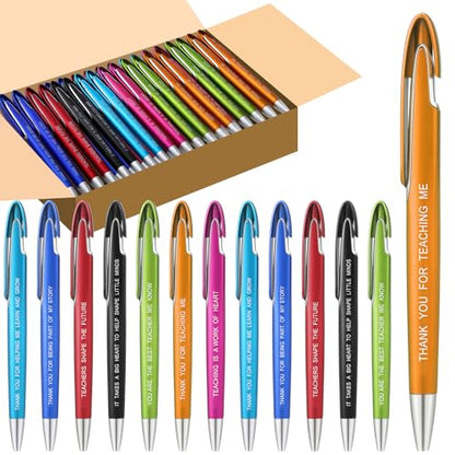 Lincia 100 Pcs Teacher Appreciation Ballpoint Pens Bulk with Inspirational Quotes Retractable Medium Point Affirmation Pens with Black Ink Thank You Gifts for Back to School, Nurse, Teacher - style: Teacher Appreciation