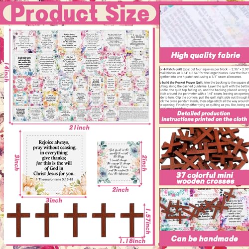 Fanfanwin 38 Sets Prayer Quilt Squares with Crosses, Flower, Brown - color: Brown, style: Flower
