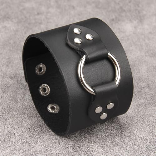 GelConnie Punk Leather Cuff Bracelet Adjustable Straps Wrap Bracelets Arm Armor Cuff Gothic Leather Wristbands for Men, Women - color: MLPB105-Black