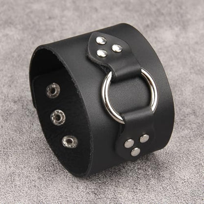 Jeilwiy Punk Rock Gothic Black Rivet Leather Spiked Necklace Collar Neckband Leather Choker Necklace for Women Mom Gifts Adjustable - color: 08 Leather Cuff Bracelet Black