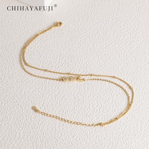 14K Gold/Sterling Silver Plated Ankle Bracelets for Women Waterproof Layered Stackable Sparkly Chain Birthstone Charm Non Tarnish Large Adjustable Birthday Jewelry Gift - color: Gold4