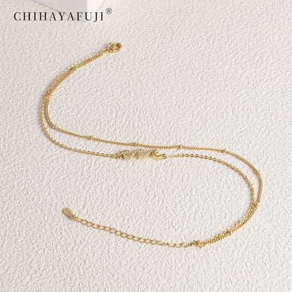 14K Gold/Sterling Silver Plated Ankle Bracelets for Women Waterproof Layered Stackable Sparkly Chain Birthstone Charm Non Tarnish Large Adjustable Birthday Jewelry Gift - color: Gold4