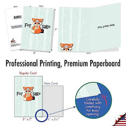 NobleWorks - Funny Get Well Greeting Card with 5 x 7 Inch Envelope (1 Card) For Fox Sake C4676GWG - style: For Fox Sake