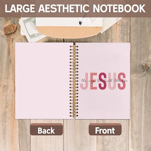 KAOWT Boho Christian Notebook Journal, Bible Notebooks for Note Taking, Christian Gifts for Women, Prayer Scripture Journal, Jesus the Way the Truth the Life Hardcover Spiral Notebook 5.5x8.3in Pink - color: notbook bible-jesus pink