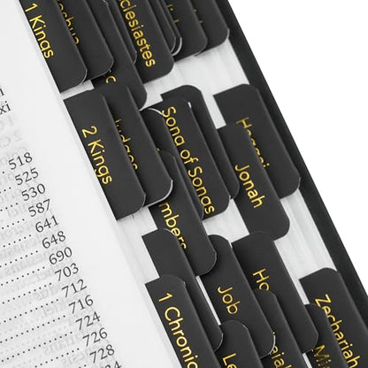 Mr. Pen- Laminated Bible Tabs, 75 pcs, Black, Gold Foil Embossed Lettering - color: Black (Gold Foil Lettering)