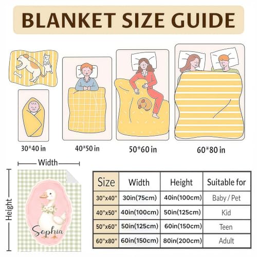 Personalized Goose Baby Blanket, Green Gingham Nursery Throw Gift - color: #Ver3
