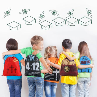 24 Pcs Religious Drawstring Backpack Large Christian String Bags - style: Jesus