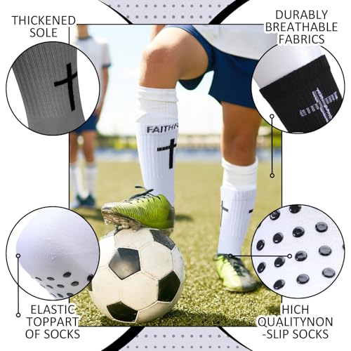 Glitopper 6 Pairs Cross Grip Soccer Socks US 6-13 christian - color: 3 Colors, style: Motivate