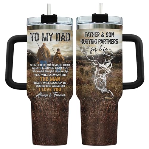 34HD Hunting Father Hunter Partner Life 40 oz Tumbler with Handle, Dad Gift - color: Hunting Father Day