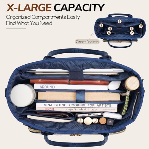Large Bible Bag with Bible Cover Case for Women,Color-Blocking Quilted Church Tote Bag with Shoulder Strap, Christian Gifts for Women(Blue) - color: Beige/Blue