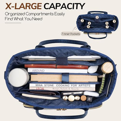 Large Bible Bag with Bible Cover Case for Women,Color-Blocking Quilted Church Tote Bag with Shoulder Strap, Christian Gifts for Women(Blue) - color: Beige/Blue