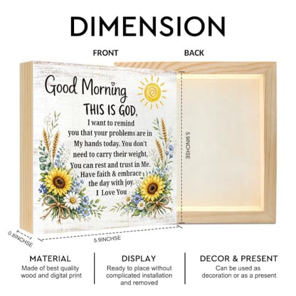 Funny Good Morning This Is God Christian Wooden Box Sign Gifts - color: Purple-Yellow