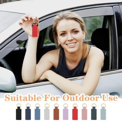 60 Pcs Leather Keychains Blank Bulk Leather Laser Engraving Keychains Gift for Women Men Christmas Birthday (10 Colors)