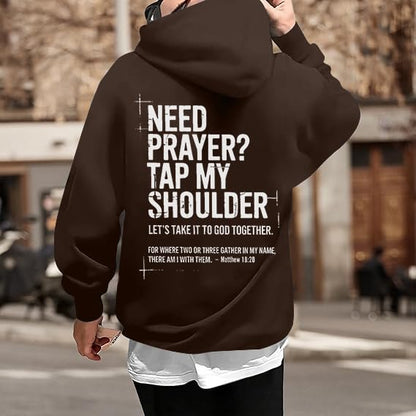 Christian Hoodies for Men Jesus Cross Casual Tops - color: Brown, size: XX-Large