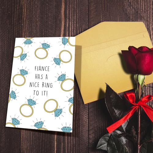Nchigedy Funny Engagement Cards for Him Her, Engaged Congratulations Card for Couples Newly Engaged, Engagement Card for Friend Son Daughter, Fiance Has A Nice Ring To It - color: #15