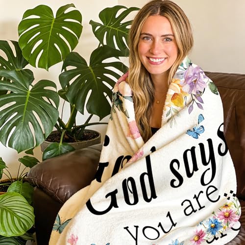 Christian Gifts Flannel Throw Blanket, Inspirational Religious Floral