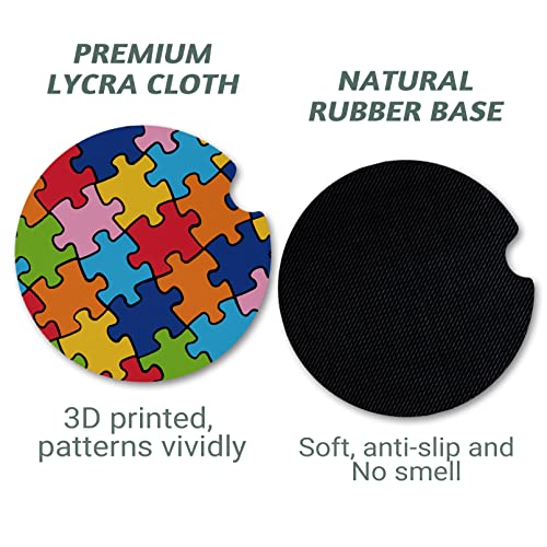 Yonlevres Car Coasters for Cup Holders, 2 Pack, Autism - color: Autism Puzzle