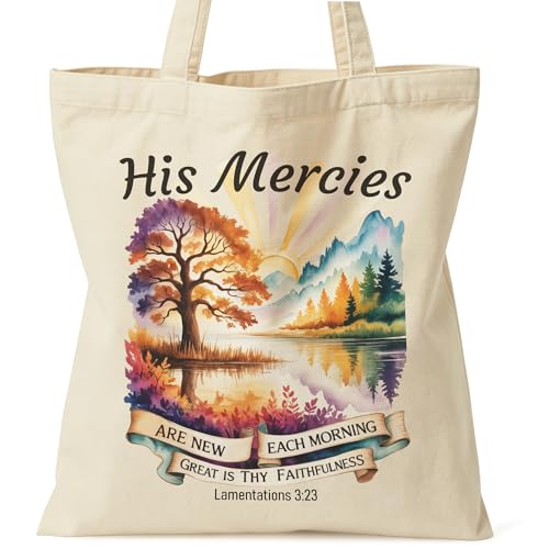 Christian Bible Tote Bag for Women Shopping Work Church with Inner Pocket - color: Beige 14