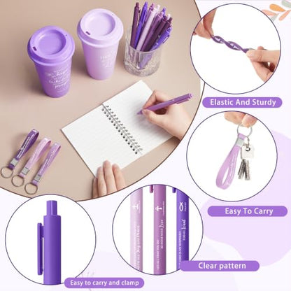 Skylety 12 Set Christian Gifts Bulk Scripture Cup Set, Purple Gradient - color: Purple Gradient