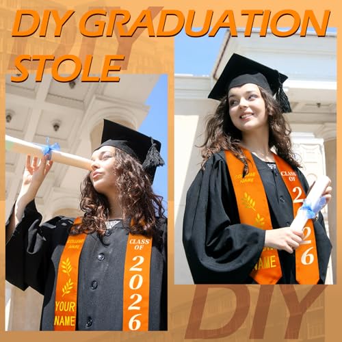 Geyoga 24 Pcs Graduation Stole Bulk Sublimation Blank 70 in - color: Orange