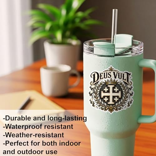 [3PCS] Jerusalem Cross Sticker, Deus Vult Medieval Crest Design, Crusader - color: Jerusalem Cross Sticker