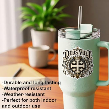 [3PCS] Jerusalem Cross Sticker, Deus Vult Medieval Crest Design, Crusader - color: Jerusalem Cross Sticker