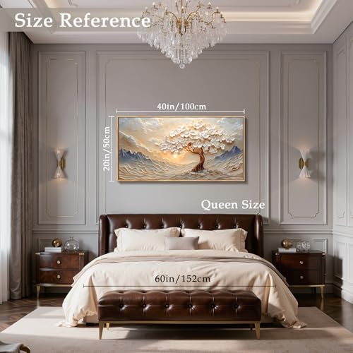 imjiayu Tree of Life Wall Art, Large Framed Mountain Landscape Canvas - color: Mountain Sun Tree, size: 40"L x 20"W