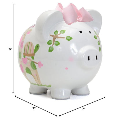 Child to Cherish Ceramic Piggy Bank for Girls, Pink Tropical Punch - color: Pink Tropical Punch