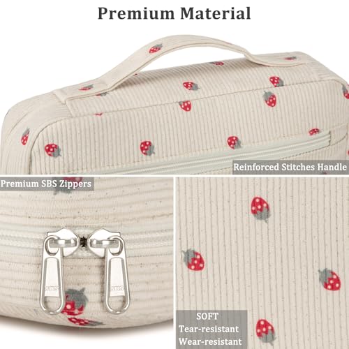 JIANYA Bible Cover Case for Women, Strawberry Bible Carrying Case Bible Carrier Bag for Girls with Handle and Zipper Pocket