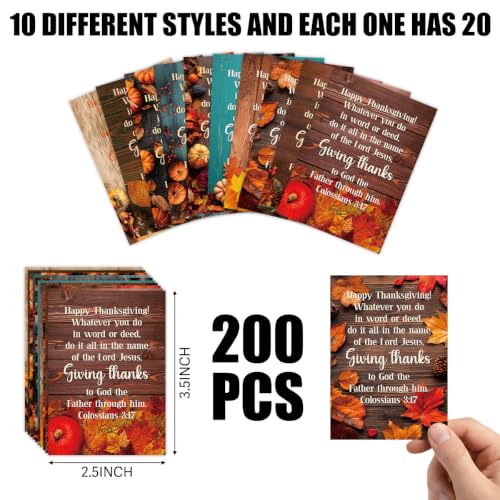 200Pcs Pumpkin Religious Fall Thanksgiving Pocket Prayer Cards2605 - color: Thanksgiving