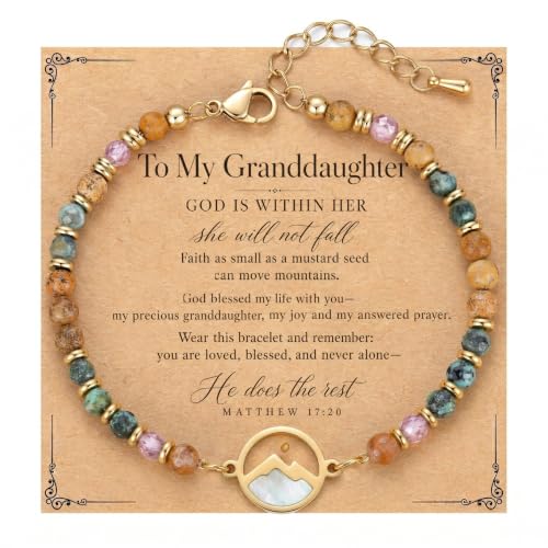 Gold Mustard Seed Bracelet for Teen Girls and Women, Faith Can Move Mountains Christian Jewelry, Inspirational Religious Gift for Her - color: Granddaughter