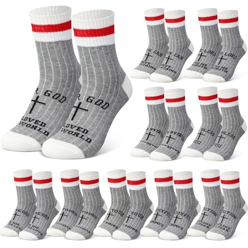 Glitopper 10 Pairs Christian Cross Socks for Men Women Church Gifts Bulk
