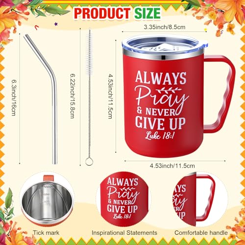 Patelai 18 Pcs 17 oz Christian Coffee Mugs for Woman with Lid Straw Include 6 Religious Bible Verse Tumbler Silicone Bracelet for Spanish Friend Men Women Christmas Halloween Party Favor(Bright) - style: Bright