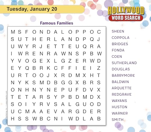 Hollywood Word Search 2026 Daily Desk Calendar: Boxed Page-a-Day Puzzle Calendar with Day-to-Day Word Searches on Movies, Stars & Pop Culture - color: Hollywood Word Search