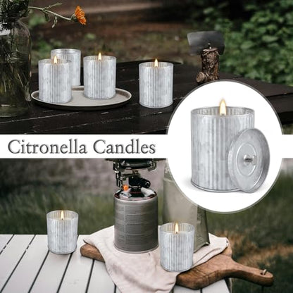 4Pack Citronella Candles Outdoor Indoor, 4oz Silver Canned Candle - color: 4Pack1 Silver-white